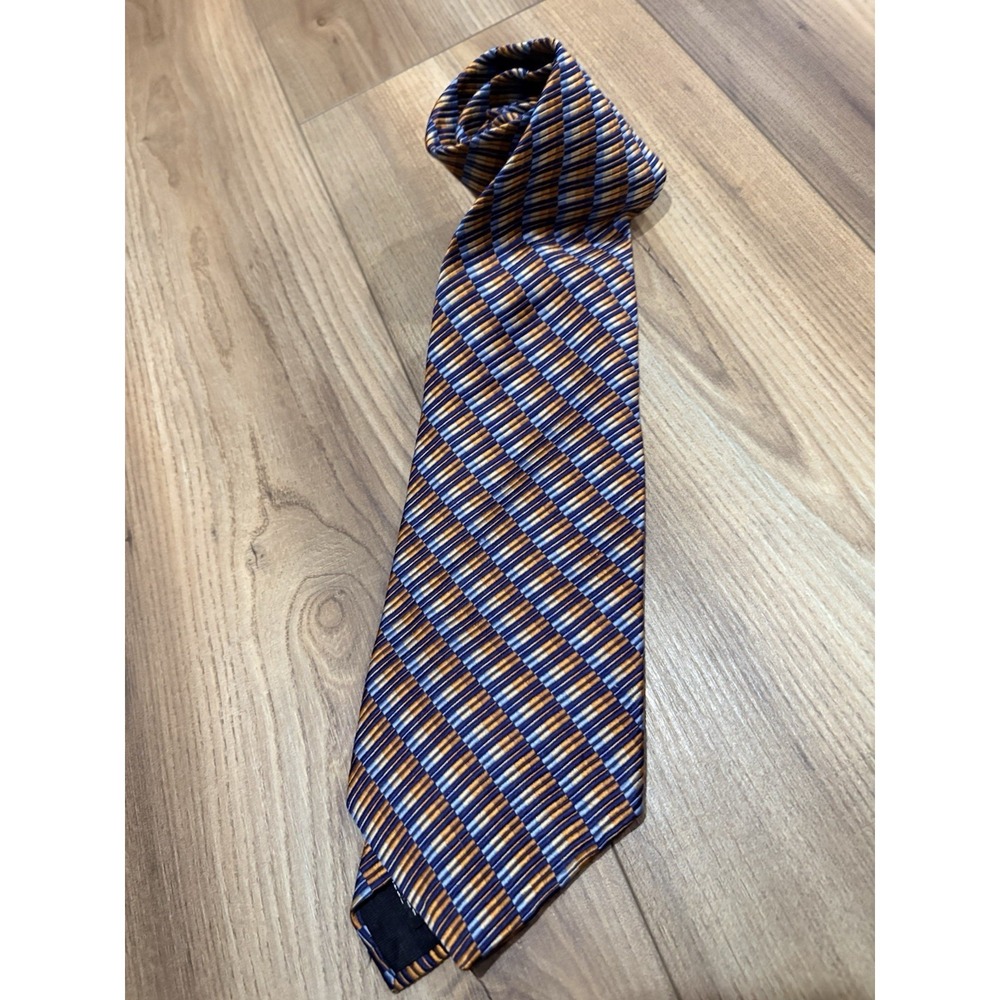Geoffrey Beene Silk Tie Men's Orange Blue‎ Designer Business Interview